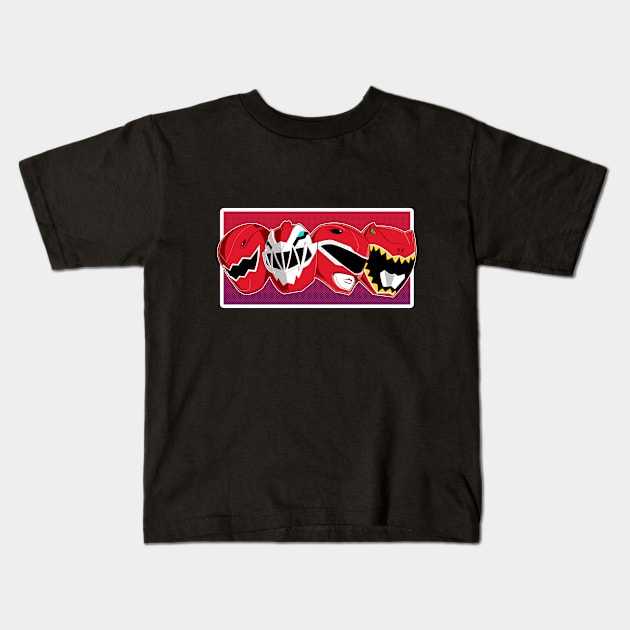 Forever Red Dino Rangers! Kids T-Shirt by Antoneox